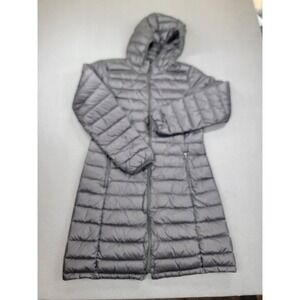 Tna Botanie Super Light Coat Womens Medium Gray Hooded Down Puffer Packable